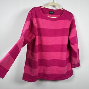VTG Y2K Lauren Ralph Lauren 2X Pink Stripe Knit Sweater Chunky Fisherman Granola
